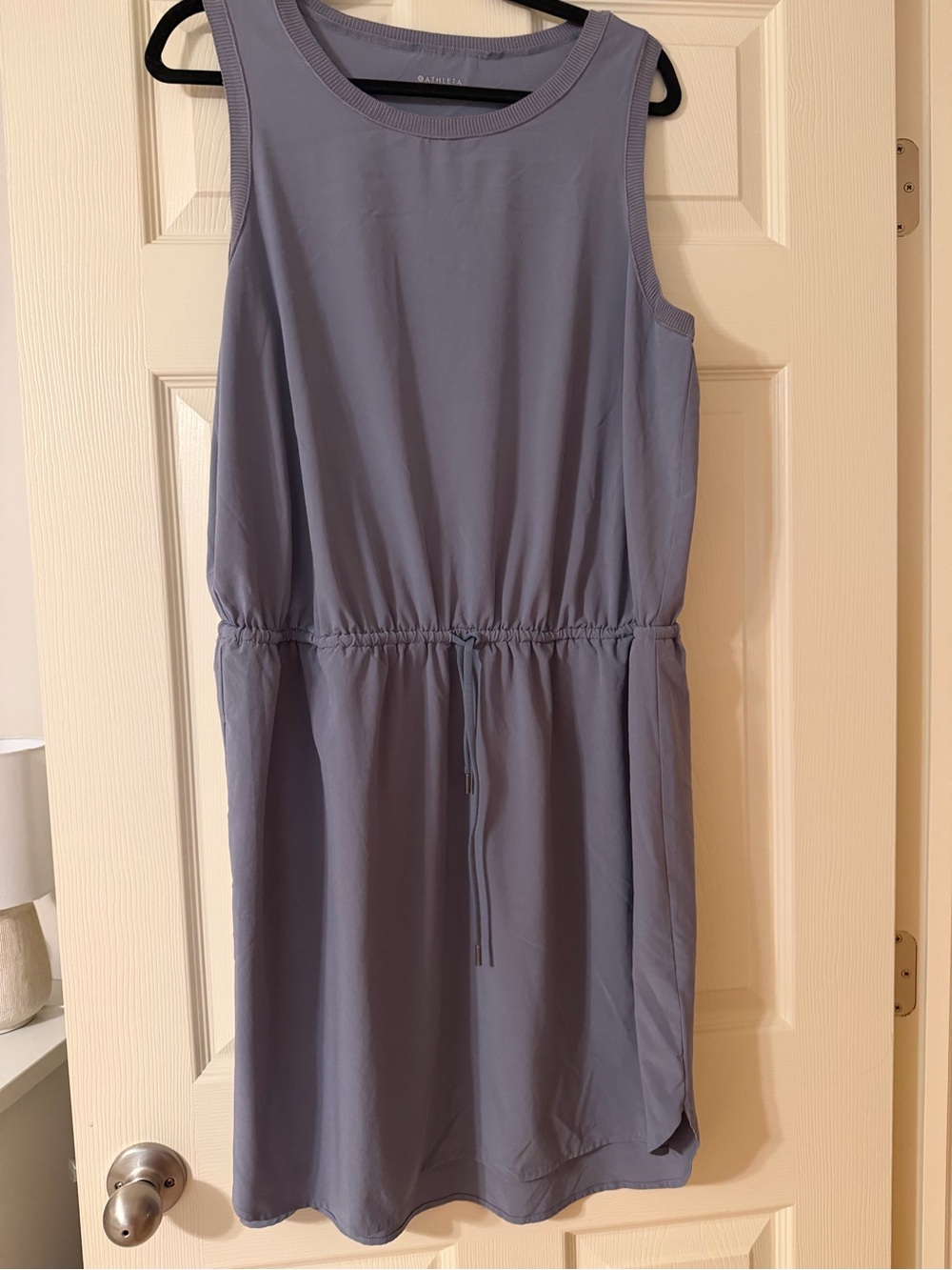 Athleta Sleeveless Drawstring Mini Dress in Dusty Lavender